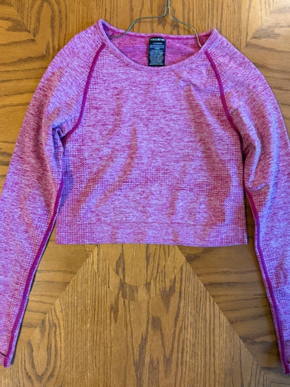 Victoria's Secret PINK Activewear pink long sleeve cropped top, size Large